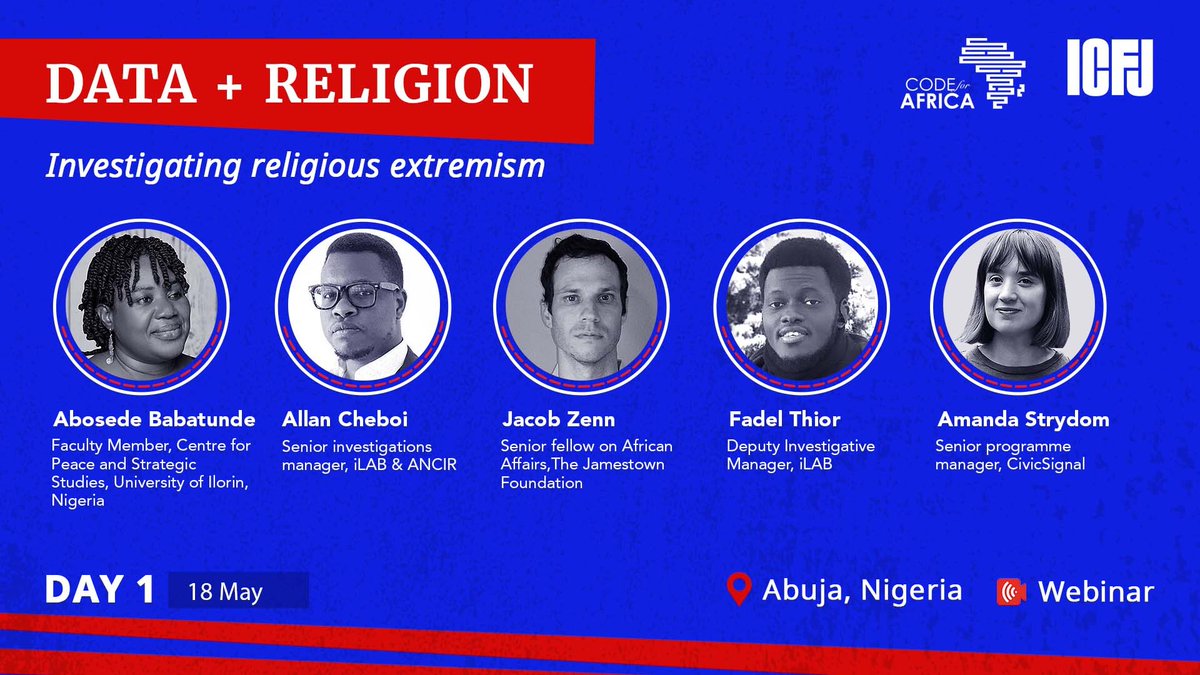 Using #OSINT social listening &amp; network analysis techniques is crucial for investigating #extremist #disinfo networks in Africa. 

Learn how at <a href="/Code4Africa/">Code for Africa</a> &amp; <a href="/ICFJ/">International Center for Journalists</a>'s DATA + RELIGION seminar in 🇳🇬 starting today.

📺 = youtu.be/L5mKUPfM8R0
More info at disinfo.africa