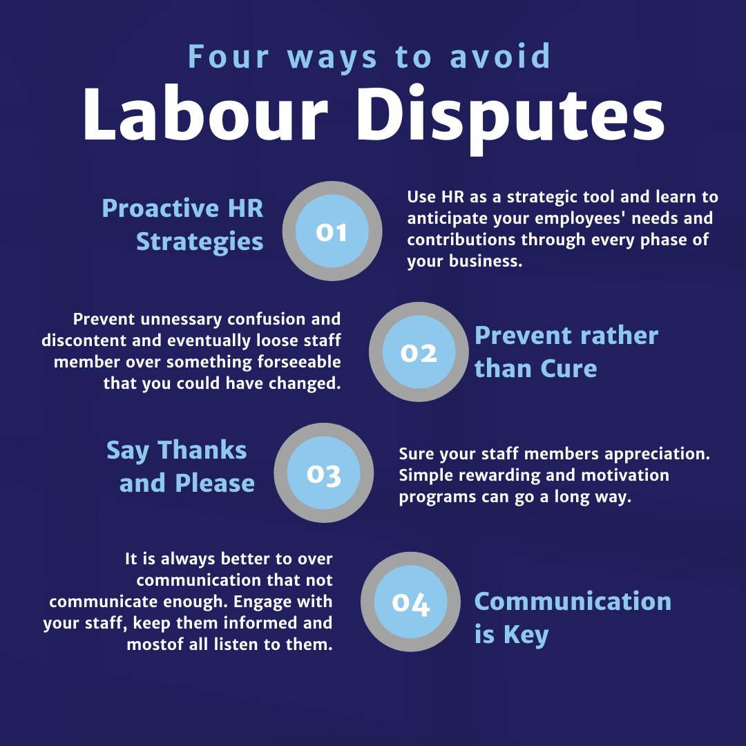 PRIZW's tweet photo. Who needs unnecessary labour disputes?
Make life for your staff and your leadership easier with these 4 easy ways to prevent labour disputes.
#labourdisputes #HRstrategy #proactiveHR #staffappreciation #Communication https://t.co/ZMTzeibvwT