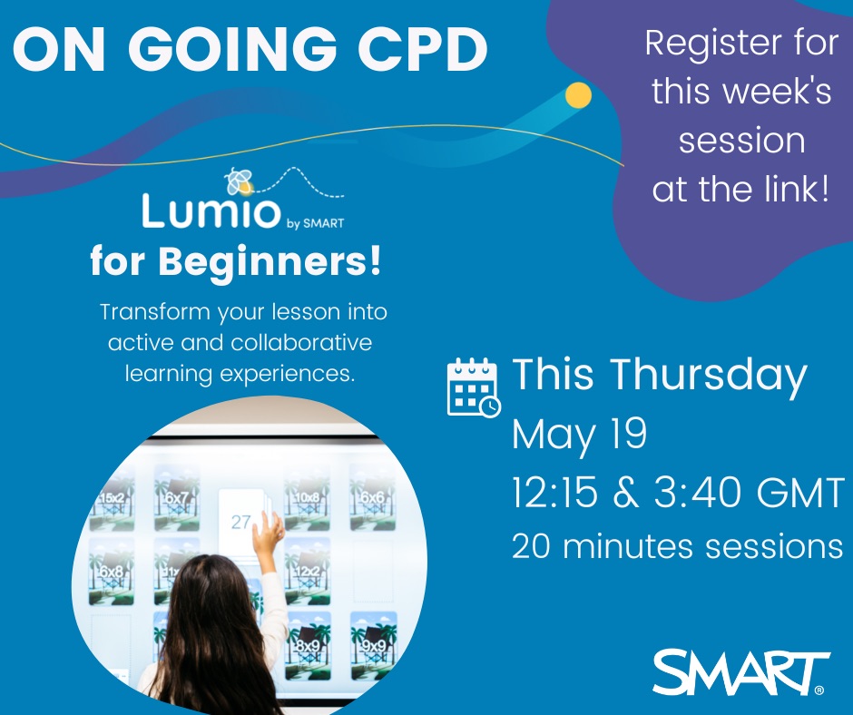 edmondpsedtech's tweet photo. RT @Go_LumioPLN: π¨ Tomorrow! π¨
π«£ New to Lumio & looking for the insiderβs scoop? β
Check out Ongoing CPD with @MarkHartwright Thursday!
π Join live or replay!
π https://t.co/5rvd9KQVCi
π‘ #GoLumio #SmartBoardTips #WeAreSMART #LessonTips https://t.co/3Sz9XfFcIy