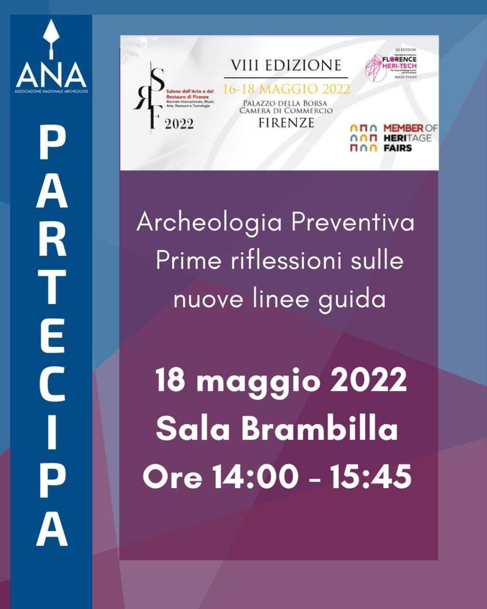 Archeologi's tweet photo. #AnaPartecipa
#ArcheologiaPreventiva – Prime riflessioni sulle nuove linee guida #SRF
Oggi 18.05 alle 14:00
📍Sala Brambilla - Palazzo della Borsa Camera di Commercio Firenze
🌐 👉🏻 Questo il link per seguire la diretta streaming https://t.co/YnDl3oxzwZ https://t.co/SpZUc63oxk