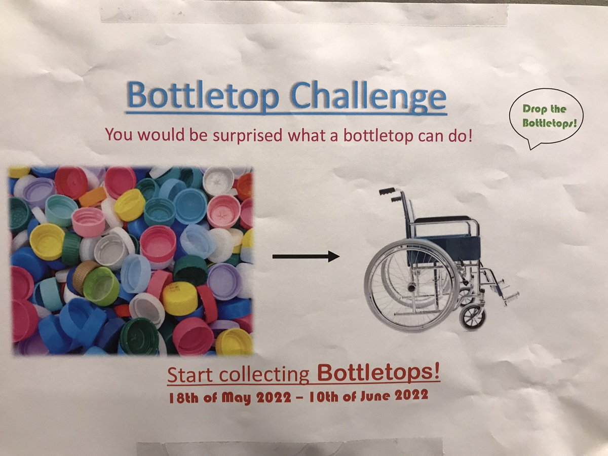 Delphine_E_Roux's tweet photo. 😍« The students from Mrs Kelly 5ème B2 class have worked on a charity project "Bottle Top Challenge"  to help disabled people in collaboration with Institut
du Mai. It's consists in bringing bottle tops at school to tricycle and create wheelchairs. »@jpdavasse @JeanXavieMoreau https://t.co/0bsl9kvJD6