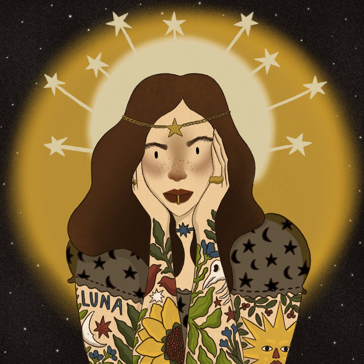 Our first art collaboration with amazing @badtattoosnft ! Here's a whimsy Tattoo Town citizen we created for their community, and our dearest holders can check their wallets where they’ll find this beautiful piece that @melissa_r_n have kindly created for us 💖