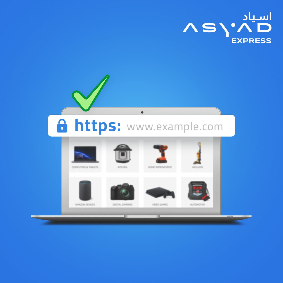 AsyadExpress's tweet photo. Safeguard your money and shop via secure and verified websites only. This can not only prevent scams but also blocks the misuse of your information.
#ASYAD_Express https://t.co/KRgUVgoVfJ
