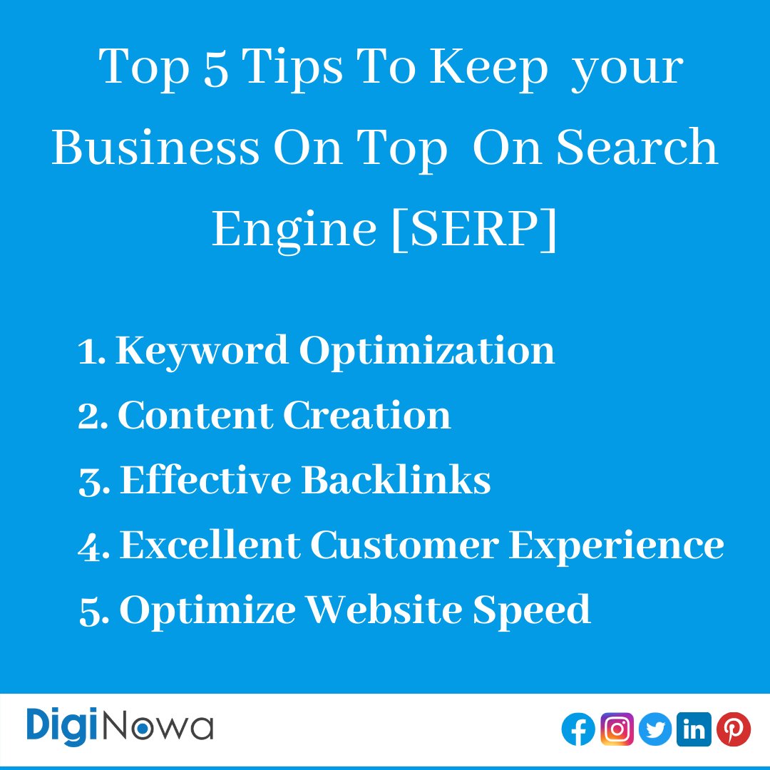 digi_nowa's tweet photo. Top 5 Tips To Keep  your Business On Top  On Search Engine [SERP] !!💯
@diginowa 
.
.
.
#diginowa
#avoidmistakes 
#marketingmistakes 
#businesstips
#top5tips
.
.
Do like , share , save , comment and follow to @diginowa for more tips😊 https://t.co/f2zFuOpWUR
