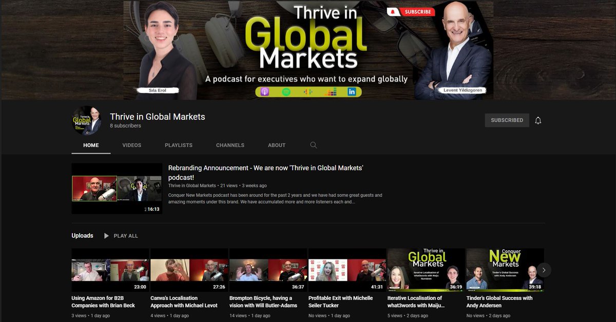 Have you checked the new 'Thrive in Global Markets' YouTube Channel?

📌 If you love listening to our episodes, we guarantee that you're going to love it even more to watch them!

👉 youtube.com/channel/UCFPlB… 👈

Subscribe NOW and never miss another episode again 🥳