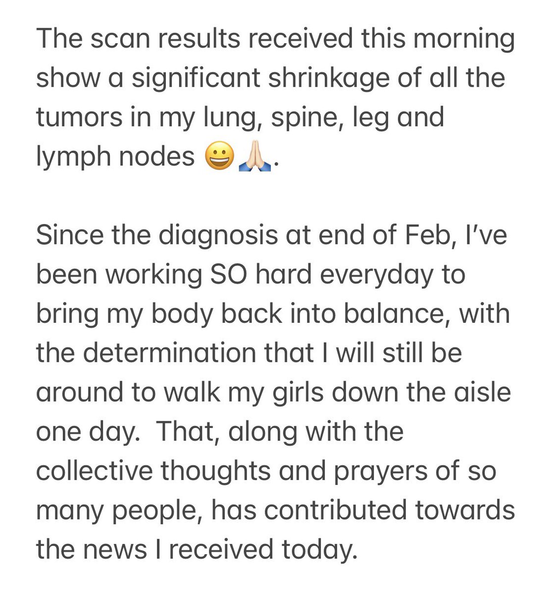 MarkPilgrimZA's tweet photo. Thank you for all the thoughts and prayers over the past 3 months. I received my scan results this morning… https://t.co/rRcWx9XLRE