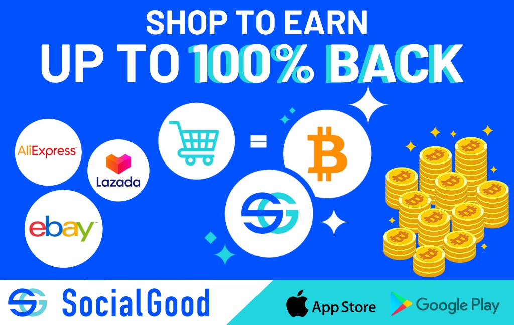 SocialGood_Inc's tweet photo. Shop online via the SocialGood App and earn up to 100% back in #crypto!
Earn rewards shopping at #eBay, #AliExpress, #Lazada and 1,800+ other sites🛍️
📲 https://t.co/oucQxAwzoo https://t.co/dIcoF8CG4d