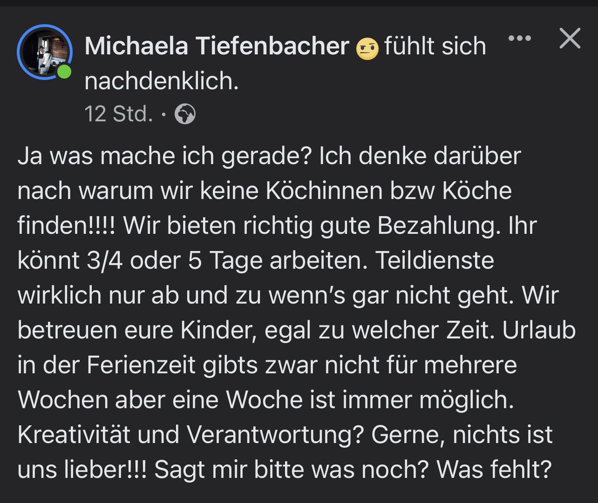 Eine bekannte Unternehmerin im Raum Villach auf Facebook. Ernstgemeinte Frage: Was tun?