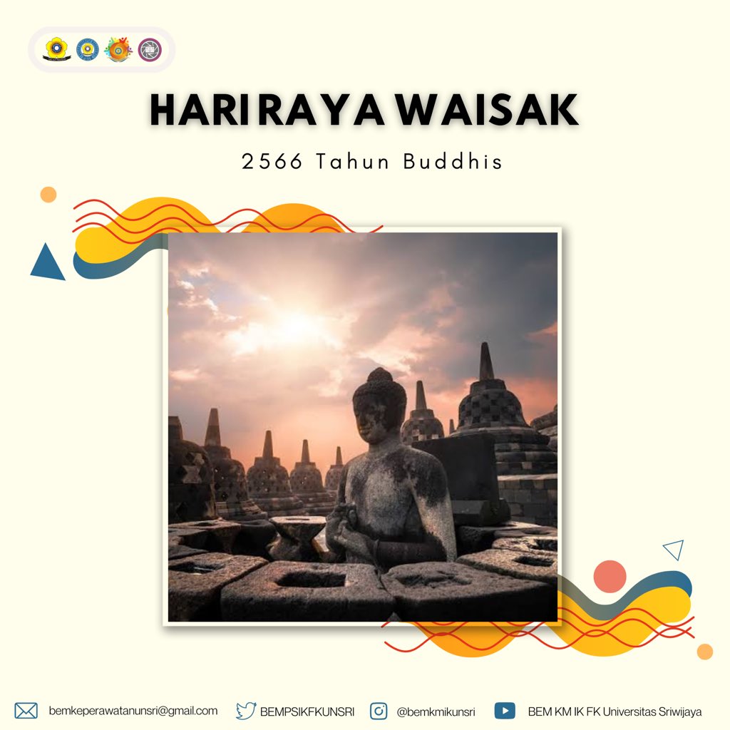 [HARI RAYA WAISAK]
Selamat memperingati Hari Waisak. Semoga semua makhluk yang hidup akan selamanya dalam kebahagiaan serta bisa terbebas dari segala kebencian yang ada.
__
Dinas Informasi dan Komunikasi
BEM KM IK FK Unsri 2022
#InfokomVarsena
#KabinetVarsena
#SatuMimpiSatuTujuan