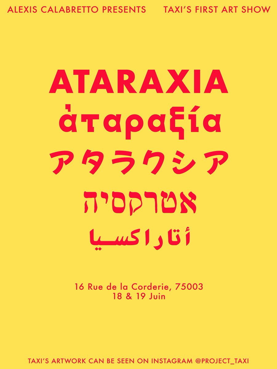 PoloRevel's tweet photo. TAXI’S FIRST SOLO EXHIBITION 🚕
18-19 JUNE 
16 rue de la Corderie, 75003 , Paris 

There will also be a small pop up of clothes I painted on and I will be doing small customs sur place !

Be there or be square,
Bring your people !
Can’t wait to see you all there ! https://t.co/XLqFFgPpwV