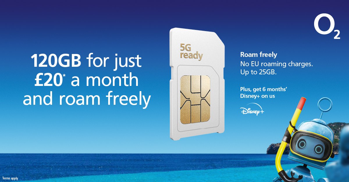 Sim only special offer! ⚡ 120GB of data for just £20 a month, plus 6 months of Disney+ for free. You can also take advantage of our roam free during your summer break this year! ✈️ visit bakltd.co.uk 

#simonly #o2 #contract  #specialoffer #roamfreely #o2roamfreely