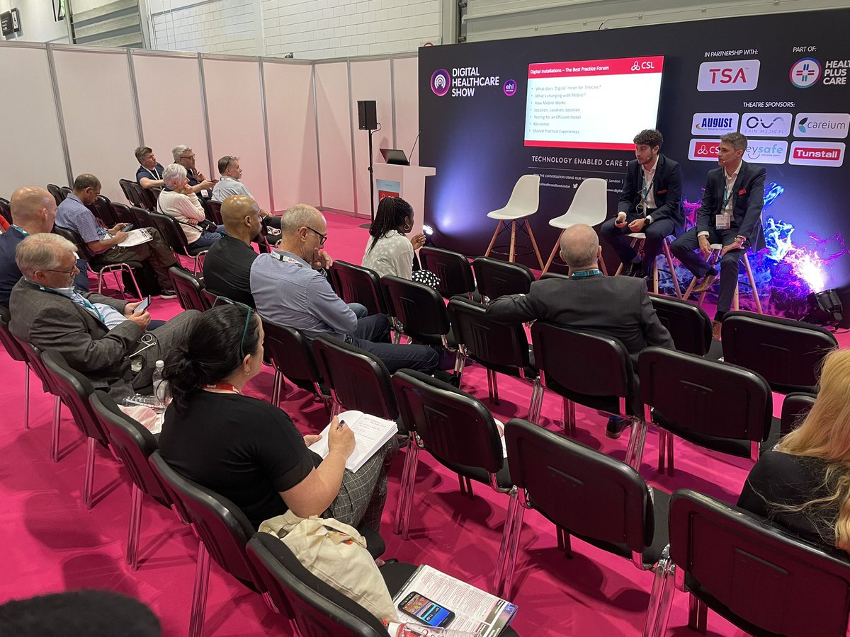 CSLGroupLtd's tweet image. Our Key Accounts Manager IoT, Max Stevens, and Adam Fay, Customer Relationship Executive IoT, discussing the best practice of digital installations here at the @DHS_London at the ExCeL! Our Team will be around all day to catch up with - come and say hi 👋🏼 #healthpluscare