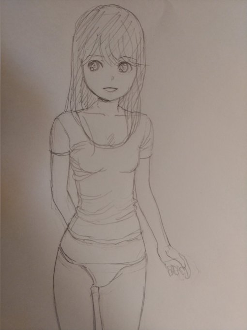 身体の平べったさを巧く描けたらなぁ…。 