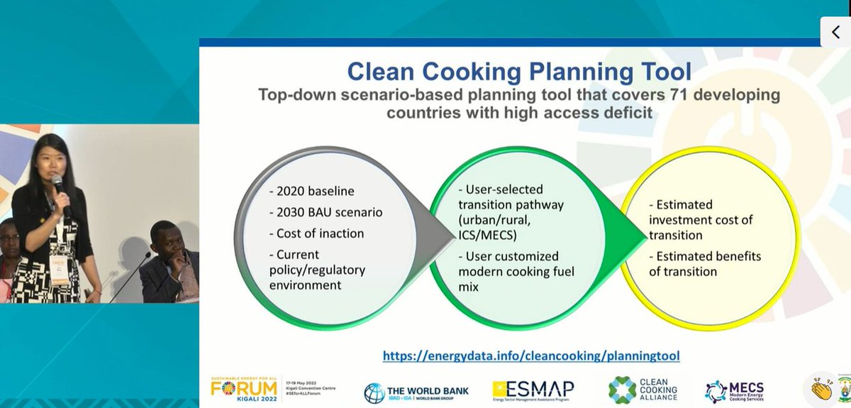 Yabei Zhang of the World Bank introduces the Clean Cooking Planning Tool, a top-down scenario-based planning tool that covers 71 developing countries with high access deficit. #SEforALLForum #SDG7 #CleanCooking
