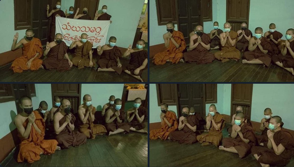 katycho22222's tweet photo. Monks from Sangha Union of Mandalay demand for an immediate end to all of Burma's suffering. They also performed sermons &amp; prayed for federal democracy's development.   #2022May18Coup #US_SanctionMOGE #WhatsHappeningInMyanmar https://t.co/Cl14zaU3oL