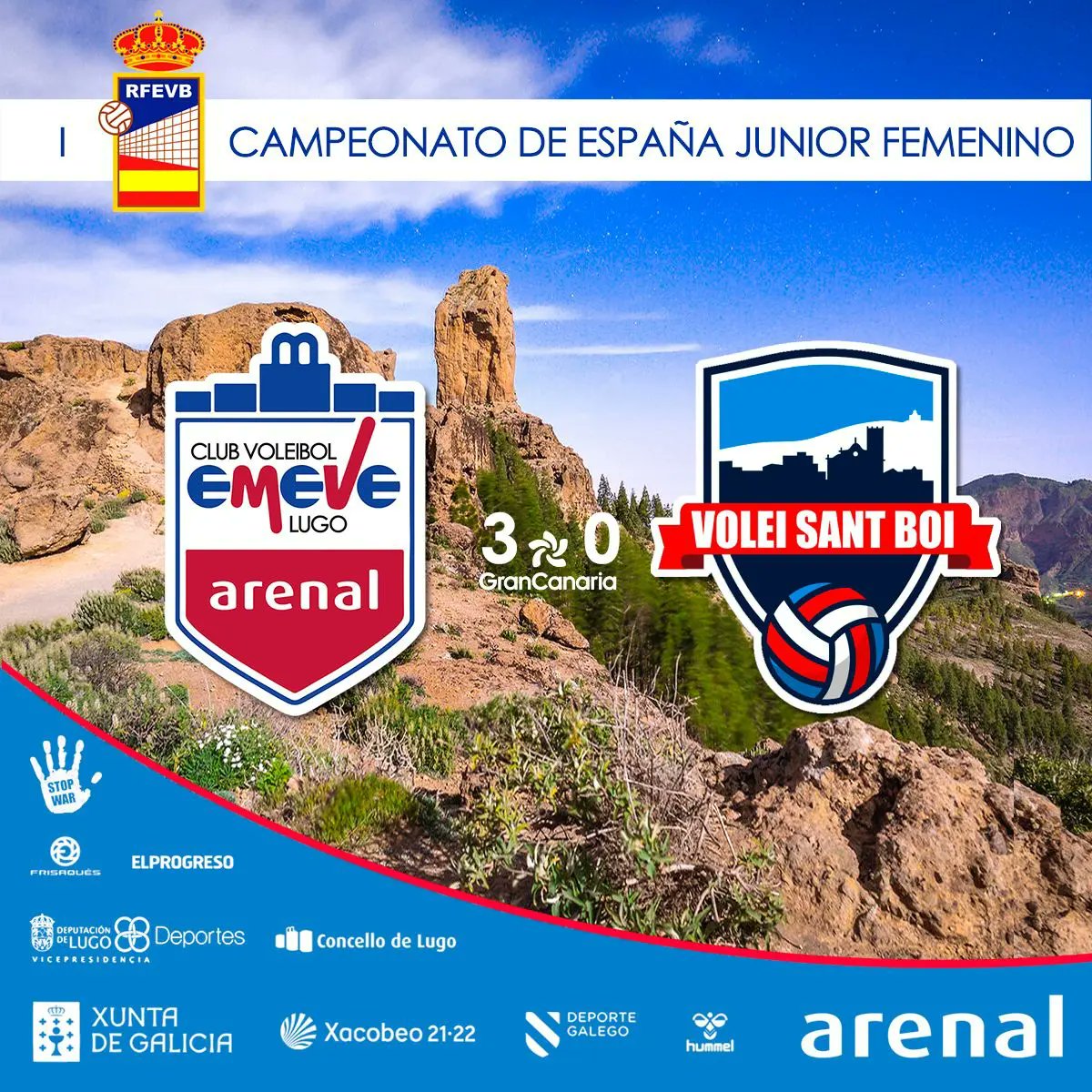 cvemevelugo's tweet photo. 🏐🇪🇸
Debut con vitoria para as #loitadoras Junior de @arenalperfumes @cvemevelugo por 3-0 🆚 @VoleibolSantBoi no Campionato de España Junior Femenino. 
NORABOA RAPAZAS!! 🙌🙌
❤💙🏐💪

#Lugo #Arenal #galiciasaudable #abanca #fundaciondeportegalego #policanteira  #VoleyArenalEmeve https://t.co/5AdG3HK26h