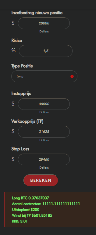 Raymon66455453's tweet photo. @DoopieCash 1,5% van 20K is 300 zeg ik maar volgens jullie positie calculator zou het 200 moeten zijn kijk hieronder maar of doe ik nou iets niet goed? https://t.co/HRkmPGtI7A
