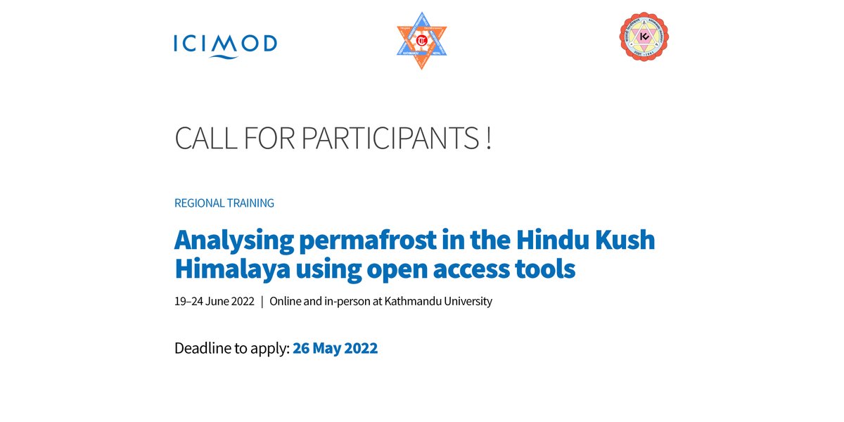 📢 We're inviting applications for our long-awaited annual R training!

This time we are exploring open-source tools to analyse the third pillar of the #cryosphere — #permafrost. 

Follow this link to apply 👉 bit.ly/3wss3NS 

#CryosphereWednesday #ProtectThePulse