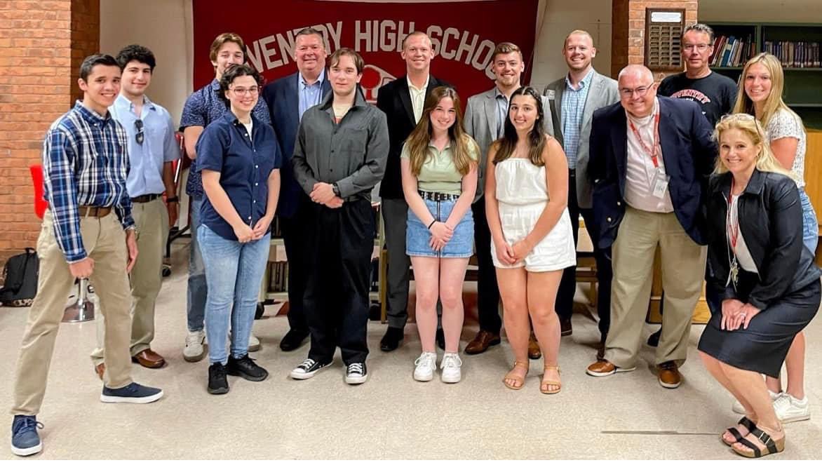 Another Shark Tank in the books.  Thank you to the Finnegans from Coventry Lumber, Mr. Cowart, Mr. Fargnoli, &amp; <a href="/Chuckbranchaud/">Chuck Branchaud</a> for judging the projects.  Looks like a zen garden and comfort dog are in our CHS future. <a href="/AmyZenion/">Amy Zenion</a> you are awesome! #oakerpride <a href="/CoventryOakers/">Coventry High School</a>