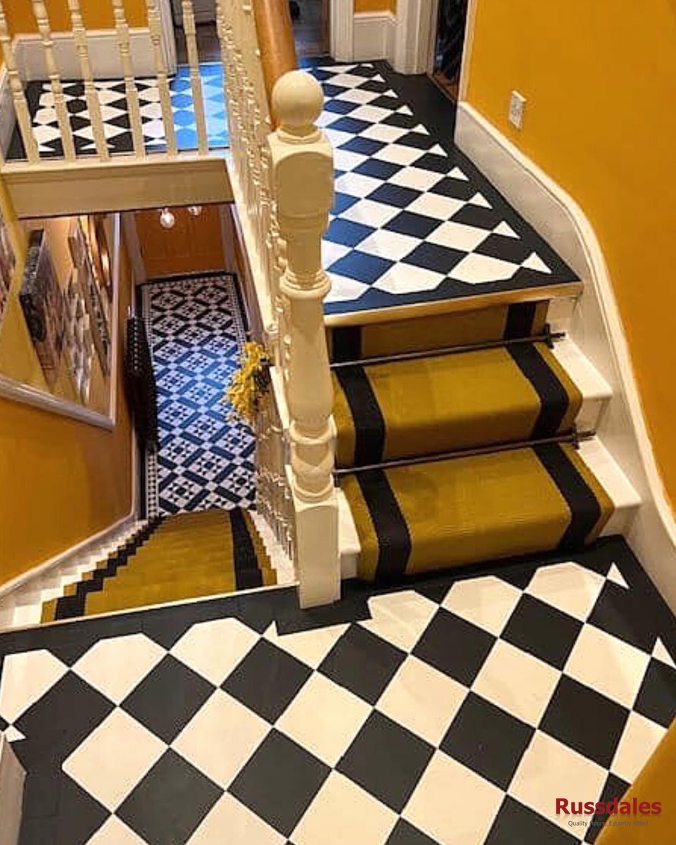 russdalesfloor's tweet photo. #Amtico Decor black and white floor with diamond border fitted to the hall and 6" black and white checkerboard design with black border fitted to 3 landings. 🤩

If you are thinking of buying a new floor, book your appointment and visit us. 
https://t.co/4AW3kWkwNX https://t.co/mHvzy6yIKF