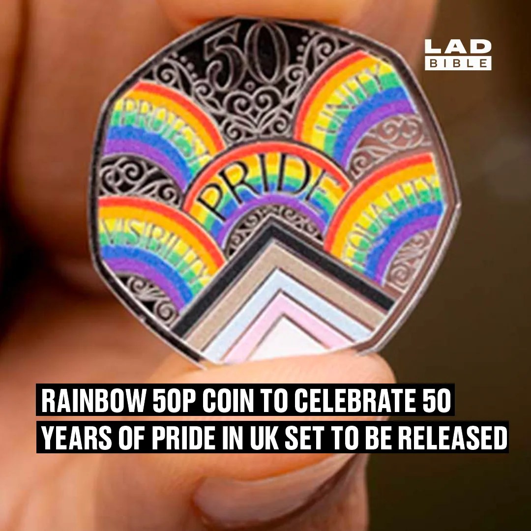 ladbible's tweet image. It will be the first time the LGBTQ+ community has been celebrated on official UK coin 👏🏳️‍🌈