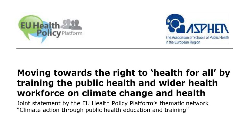 With over 75 endorsements, organisations from the global, EU &amp; national level urge climate change, education, and public health leaders to bring climate change and health concerns to the forefront of the debates.