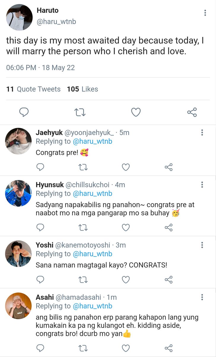nabisunflow's tweet photo. “𝐈'𝐦 𝐡𝐚𝐩𝐩𝐲”
—a harukyu two tweets au

kung saan... https://t.co/4OgPSooEHu