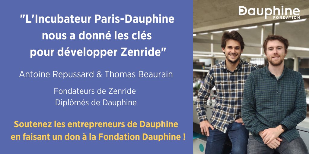 Fondation Dauphine (@fonddauphine) on Twitter photo "La carte Incubateur Paris-Dauphine apporte une vraie plus-value!" témoigne Antoine Repussard, co-fondateur de @Zenride_fr, accompagnée par <a href="/Incub_Dauphine/">Incubateur Paris-Dauphine</a>, financé par les #dons des alumni.
Pour soutenir les entrepreneurs de <a href="/Paris_Dauphine/">Université Paris Dauphine - PSL</a>, c'est ici 👉 bit.ly/38StxZL "La carte Incubateur Paris-Dauphine apporte une vraie plus-value!" témoigne Antoine Repussard, co-fondateur de @Zenride_fr, accompagnée par <a href="/Incub_Dauphine/">Incubateur Paris-Dauphine</a>, financé par les #dons des alumni.
Pour soutenir les entrepreneurs de <a href="/Paris_Dauphine/">Université Paris Dauphine - PSL</a>, c'est ici 👉 bit.ly/38StxZL