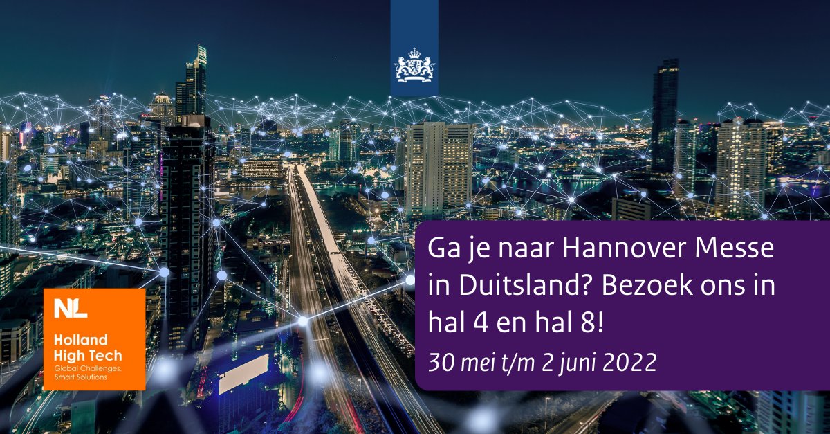 HANNOVER MESSE 2022 - Van 30 mei t/m 2 juni vindt de Hannover Messe 2022 plaats. Ga jij erheen? Bezoek ons in de Holland High Tech Houses, te vinden in hal 4 &amp; 8.

Bekijk het programma 👉 bit.ly/3a8CZZz

<a href="/HollandHighTech/">Holland High Tech</a> <a href="/NLnachrichten/">NiederlandeNachrichten.de</a> @MinisterieEZK <a href="/FME_NL/">FME</a> #HHT #HM22