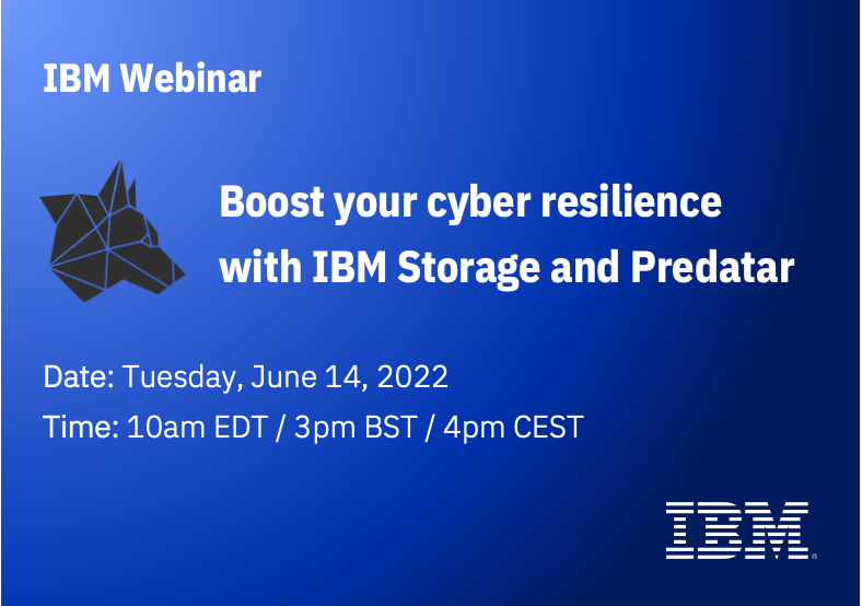 CarnevaleBP's tweet photo. Discover how new #IBM and #Predatar solutions can help you easily automate and orchestrate your #backup and #recovery processes and have complete confidence in the recoverability and #resiliency of your backups. Register to the #ibmstorage webinar now: https://t.co/xDxBj1DYRi https://t.co/JTAuftgP2r