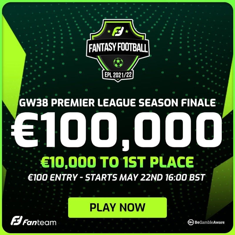 FFScout's tweet photo. 🟢 | FANTEAM COMPETITION 🎁

Win a 𝗙𝗥𝗘𝗘 𝗘𝗡𝗧𝗥𝗬 to @FanTeamOfficial’s €100,000 (£84K) Gameweek 38 Season Finale…

🎟️ We have 1⃣ ticket worth €100 (£84) to give away!

𝗧𝗢 𝗘𝗡𝗧𝗘𝗥
1⃣ RT this tweet
2⃣ FOLLOW @FanTeamOfficial 

Ad | GW38 game 👇