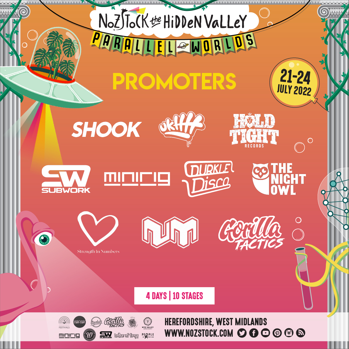 Nozstock's tweet image. MORE ARTISTS, PROMOTERS &amp;amp; STAGE TAKEOVERS ANNOUNCED FOR #NOZSTOCK💥

@brokenbrass, @UncleDugs, @Carasel, @swing_bass, @ukhhdotcom, @thenightowlbham, @extantltd, @SubworkMusic, @DurkleDisco and many more!

See our blog post for a full list of new acts:  nozstock.com/news/more-arti…