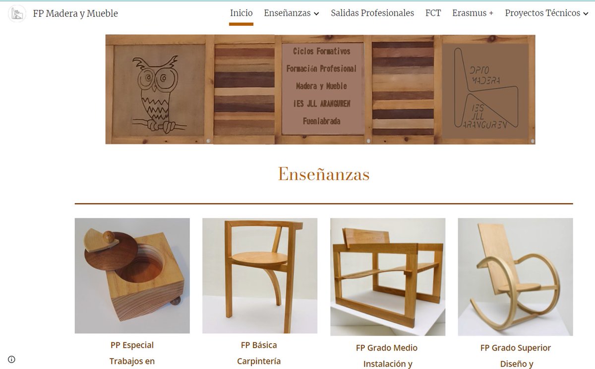 fpmaderaymueble's tweet photo. Bienvenid@s a la web del Departamento de Madera y Mueble del IES José Luis López Aranguren
Entra...Conócenos...Y Comparte nuestra pasión por la Madera #fpmaderaymueble  #FormaciónProfesional 

https://t.co/sA0KOG2gMI https://t.co/MmfITXSxkX