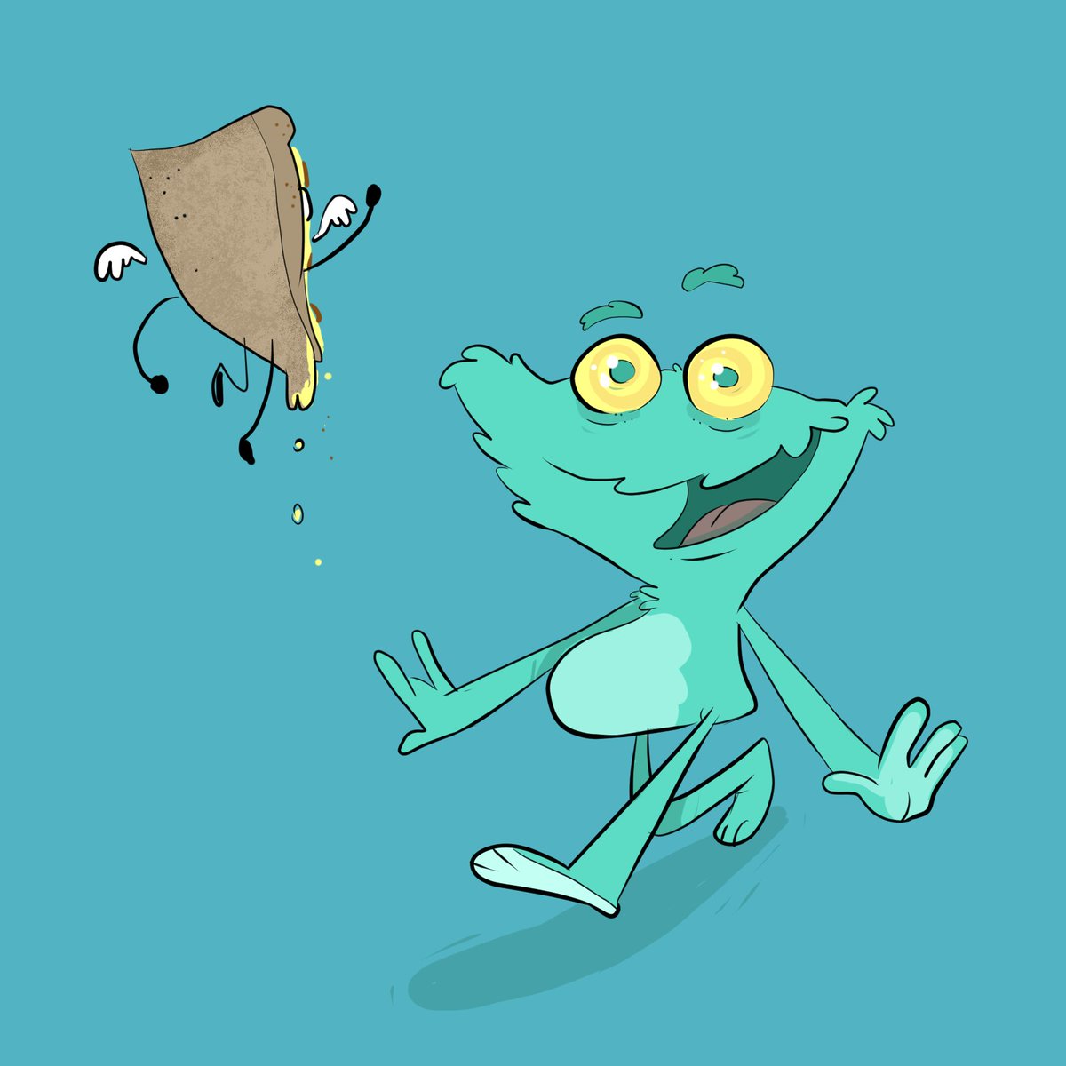 david_buist's tweet photo. Some days you just have to follow the magic flying pizza.

#magicflyingpizza #pizza #monster #monsterdesign #funart #fundrawing #characterdesign #flyingpizza #magicpizza https://t.co/UWlEoL7hZe