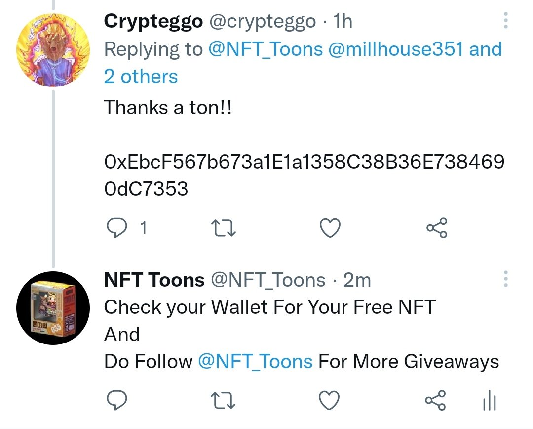 NFT_Toons's tweet photo. Another Free NFT Toon Winner @crypteggo 

Do Follow @NFT_Toons To Get Exciting NFTs.

#NFTProjects #NFTCommuntiy  #OpenSeaNFT #FreeNFT #NFTGiveaway https://t.co/DX3ztLSR9w