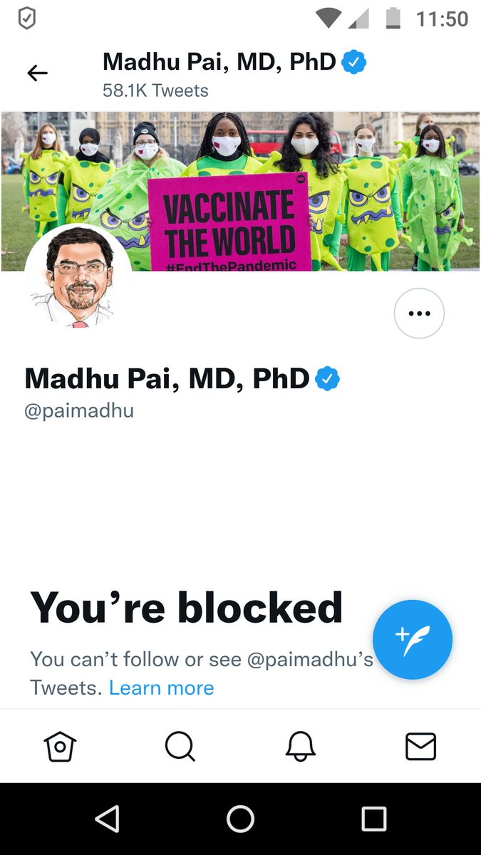 I mentioned that millions of us have faced covid without the vaccine and are fine.

So then he blocked me.