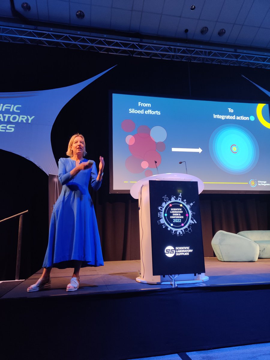 The wonderful <a href="/shine_tara/">Tara Shine</a> now onstage at the <a href="/SciLabShow/">ScientificLabShow</a>. Doing a great job of outlining how organisations and individuals can make a sustainability plan and align for the #SDGs