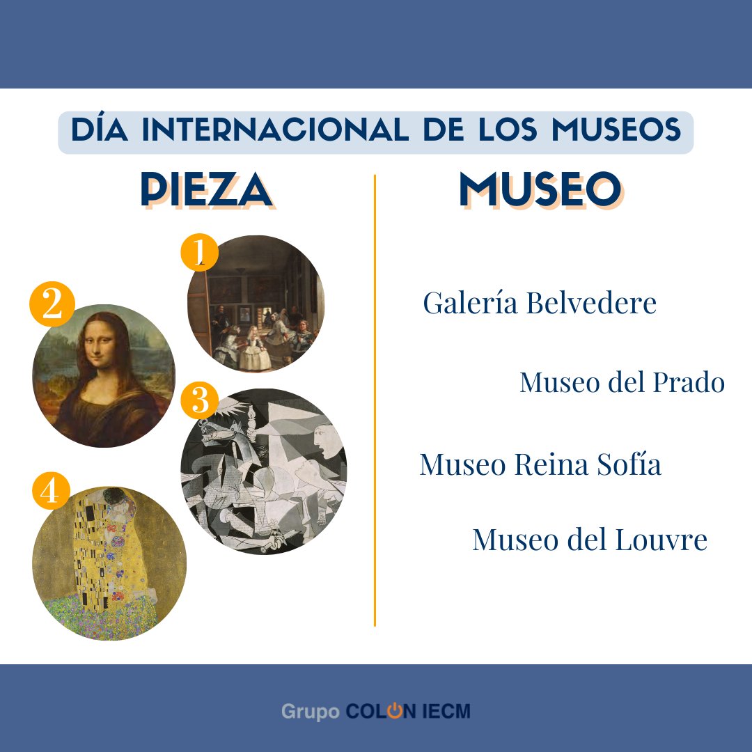 ✨ ¡Hoy se celebra el Día Internacional de los Museos!✨

Por eso hoy os planteamos el siguiente juego.... 4 obras de arte, 4 museos, ¿sabrías decirnos en qué museo se ubica cada pieza?👀

#GrupoColon #Arte #Museos