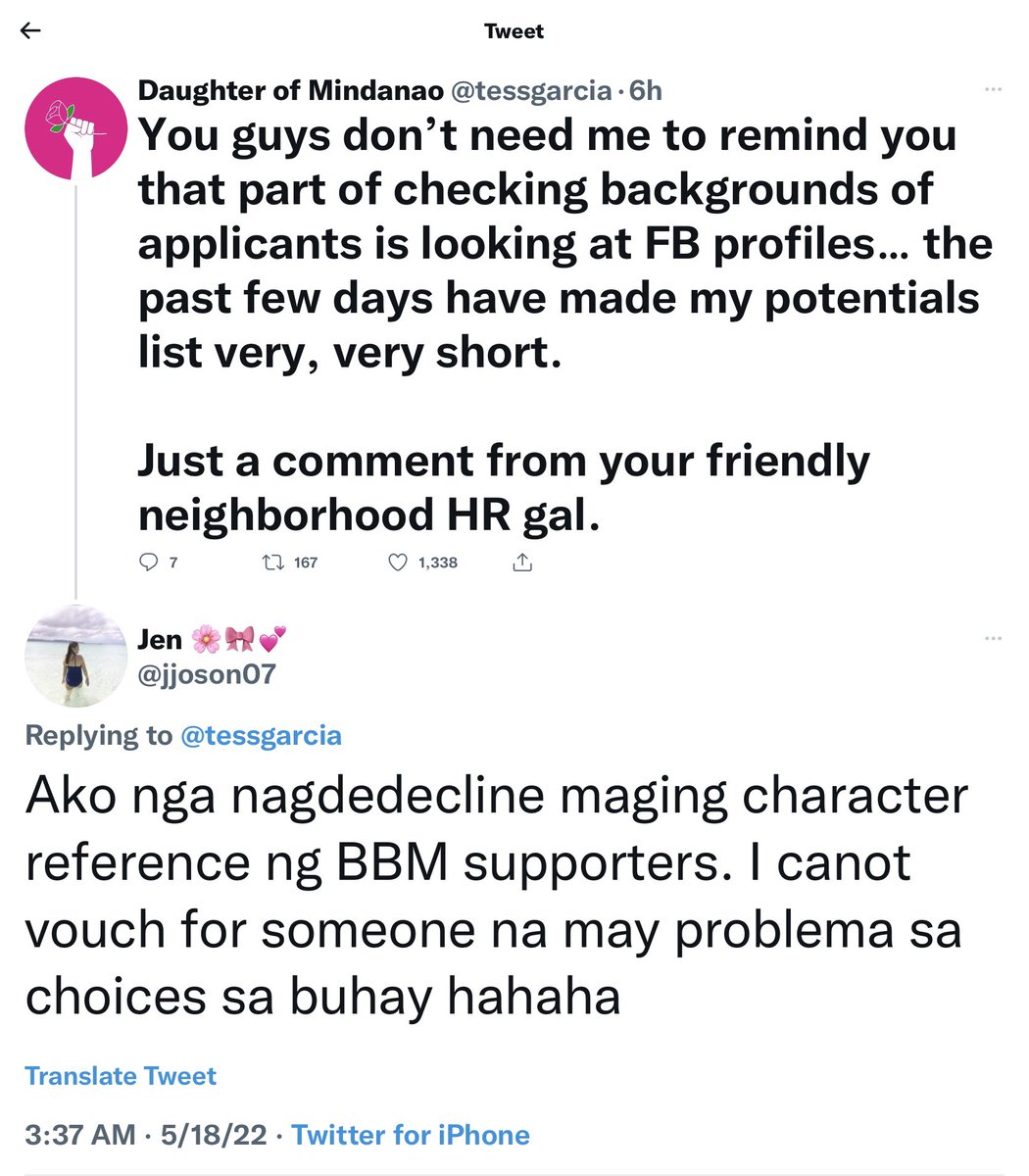 mayfranx's tweet photo. So are they discriminating now against potential applicants who don't share the same political beliefs or affiliations? Ano gusto nila, echo chamber? These Pinklawans are so toxic. Haaayyyyy... https://t.co/qmd8CQWws1