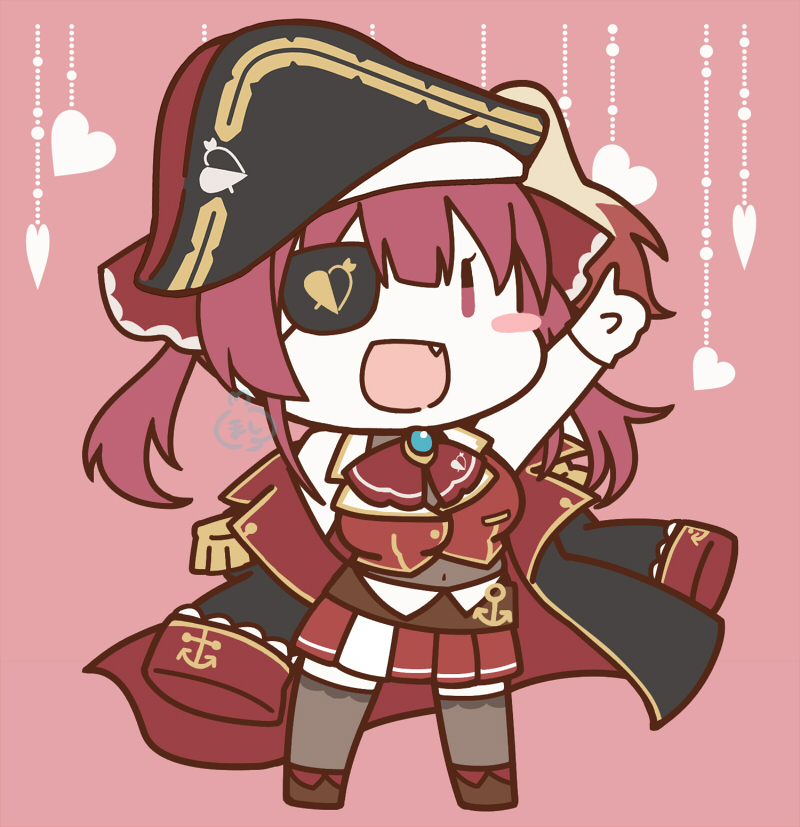 houshou marine 1girl solo eyepatch hat chibi pirate hat twintails  illustration images