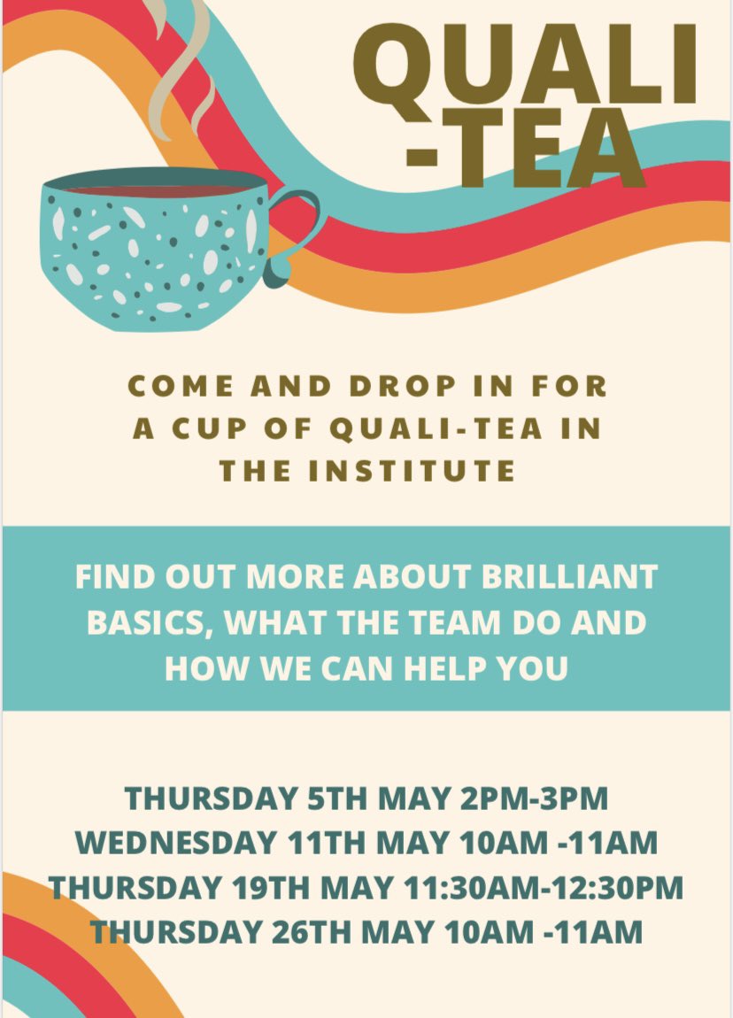 BrillBasicsAH's tweet photo. Work at Alder Hey? Are you wanting to start your improvement journey or just find out more about QI? Come and drop in for some quali-tea tomorrow and find out how the team can help you. We may even have cake!π° Dates below #qitwitter #brilliantbasics #problemsolving #bbmonth π https://t.co/eILiMmWcOm