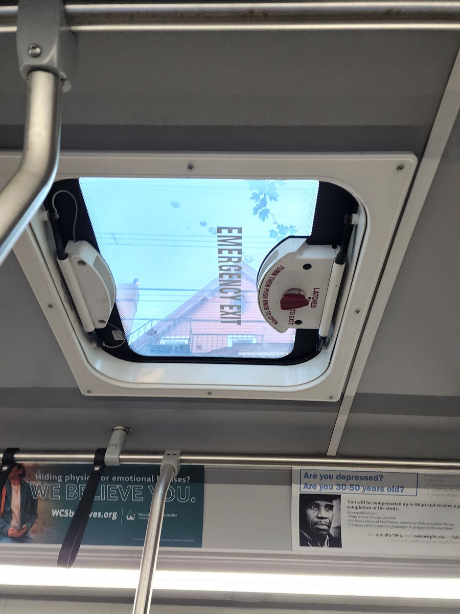 BrandTran's tweet photo. The relatively newer @PGHtransit buses are equipped with moonroofs - at least 2 per vehicle. #PittsburghTransit #Friendship #amenities https://t.co/NPuw1Tr49V
