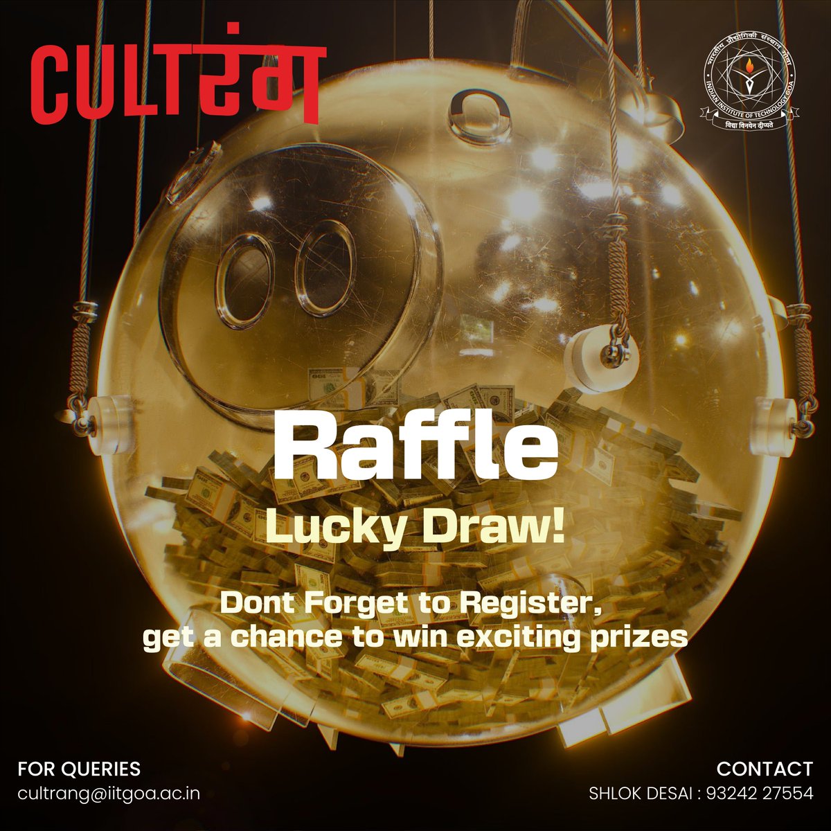 CultRangIITGoa's tweet photo. “Seen a shooting star lately?🌠 D'ya think all those charms you have made you happier and lucky than usual?🤔 Then why don't you try out all those lucky charms of yours🤩 and try out your luck for once in this lucky draw of ours?🔥

Register now - Link in Bio✨
#Netflix  #Luck https://t.co/dVo9ketjHj
