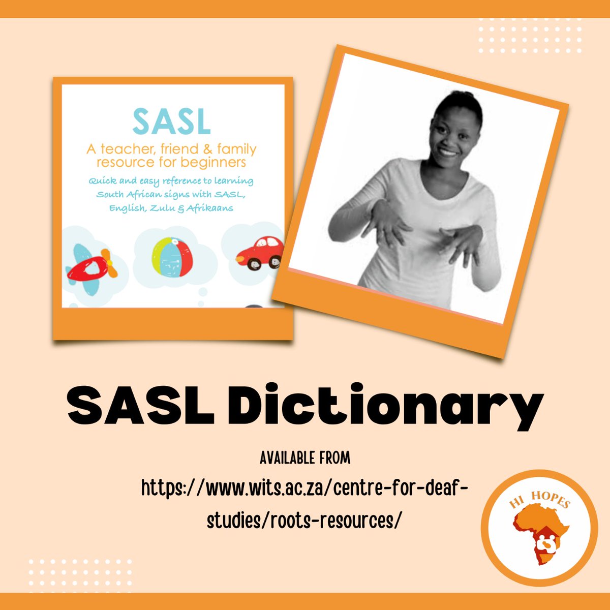 You can find the dictionary (and other resources) at wits.ac.za/centre-for-dea… 

#SASL #SASLDictionary #HiHopes #Free #LearnSASL #SouthAfricanSignLanguage
