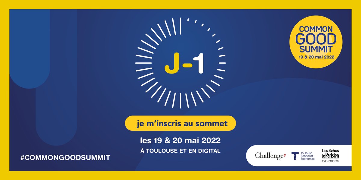 🔵 Le #CommonGoodSummit c'est DEMAIN ! 🟡

🚨 Dépêchez-vous, les toutes dernières places pour cet évènement exceptionnel (et gratuit !) c'est par ici 👉 bit.ly/3wMANjF 🚨