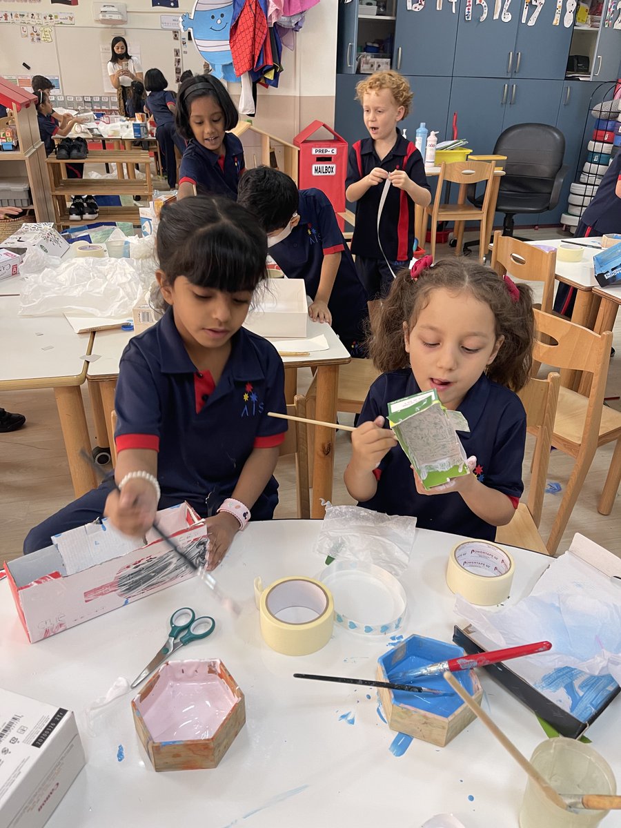 AIS_GradePrep's tweet photo. In #AISGradePrep C the children have been reading about “The Three Little Bears” and using positional language in maths as part of their learning in Maths. To extend their learning, the children made a cot for their baby bear out of recycled materials. #AISMaths #AISPrimarySch https://t.co/9pxeUL1c6E