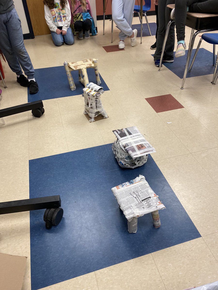 It’s almost the end of the year, and we’re doing as many hands-on STEM projects that we can fit in! Students had the challenge of building a newspaper table using only newspaper, masking tape, and one piece of cardboard. Such creative designs! #MVLearningFocused