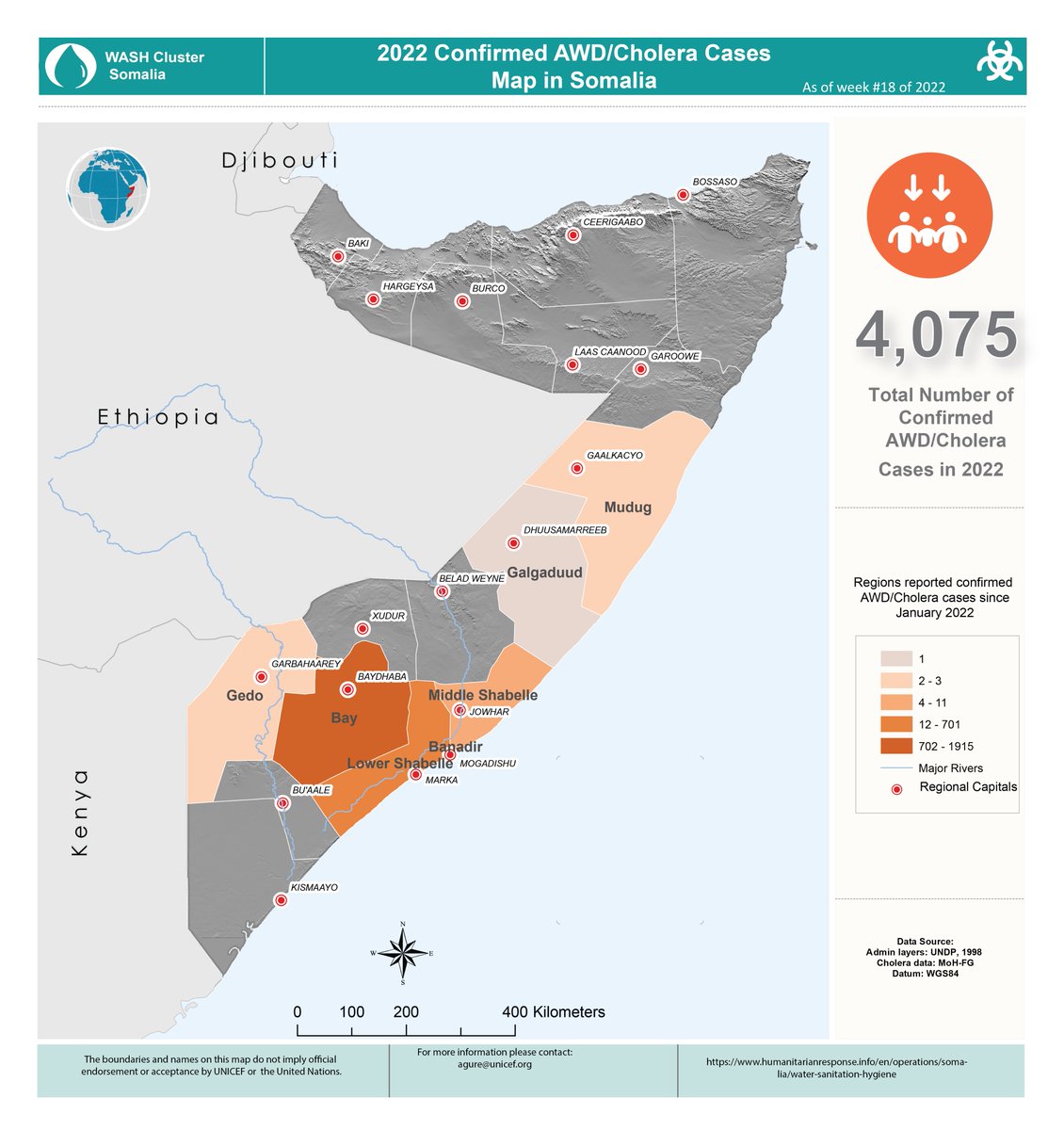 WASHCluster_Som's tweet photo. Over the last few weeks, spikes in cholera cases have been reported in several states in Somalia particularly SWS, Jubaland, Hirshabelle and Banadir region. 
https://t.co/rIoQRRfWao https://t.co/Q1Z1dXM7tA