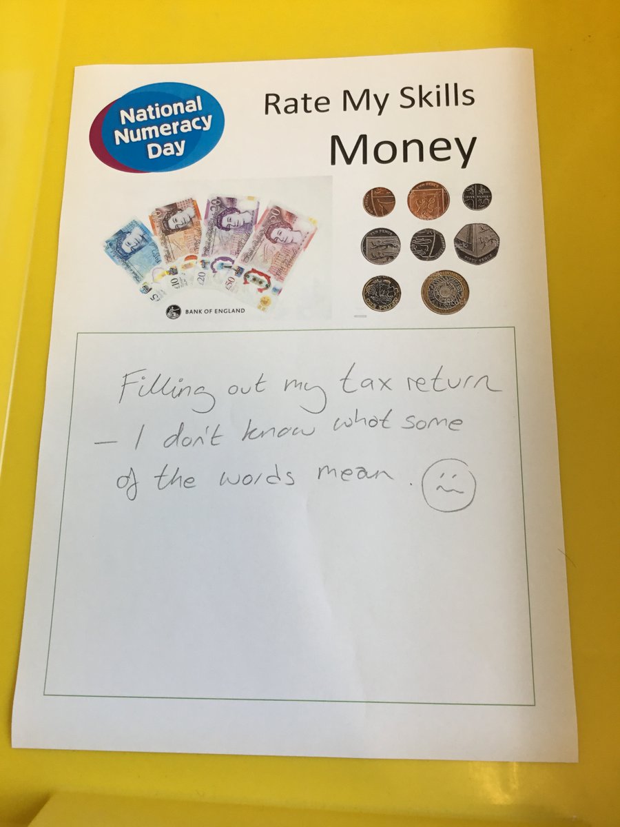 FS_Derwen's tweet photo. Helen, our Autism Adviser @DerwenCollege took part in 'Rate My Skills' and placed tax returns in the yellow box for 'I need help with'! #CountUsIn #BigNumberNatter @DerwenCollege @Nat_Numeracy #NationalNumeracyDay https://t.co/QK4tgHjd0W