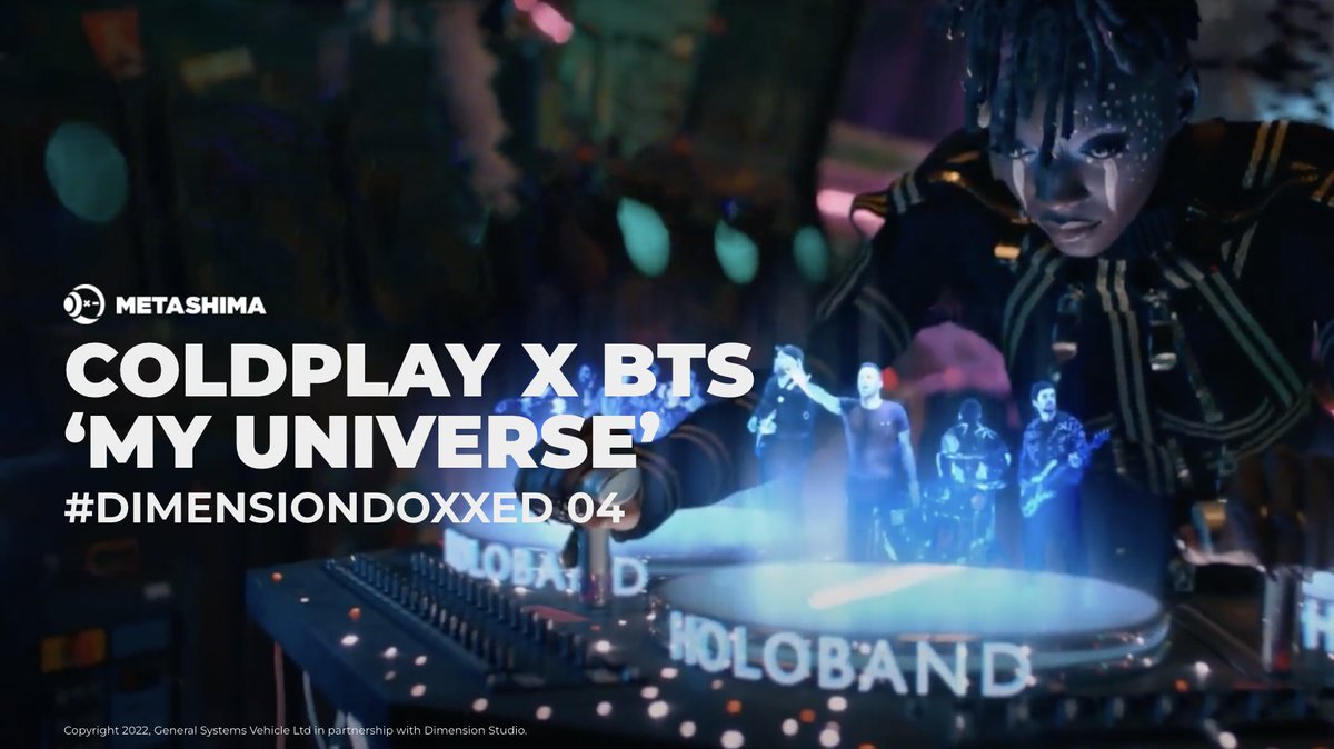 metashima's tweet image. #DIMENSIONDOXXED 04

An out of this world #volumetric music video with @coldplay and K-pop stars BTS ✨ for intergalactic No.1 hit ‘My Universe’ 

@dimensionstudio created #holograms of both bands to perform together virtually in line with the “otherworldly” music video concept